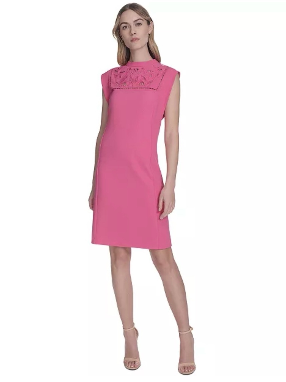 Vince Camuto Pink Laser-Cut Sleeveless Shift Dress 8 NWT